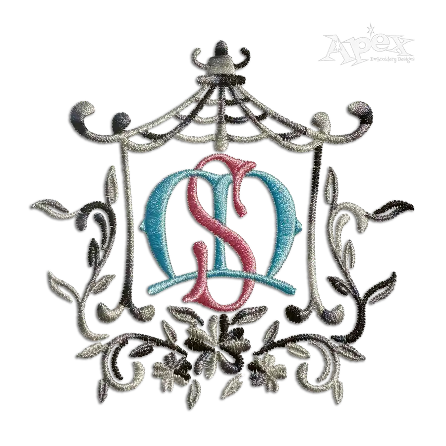 Raven True Interlocking Monogram Embroidery Font - Apex with frame 2