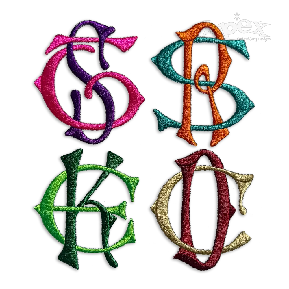 Raven True Interlocking Monogram Embroidery Font Apex Letter Designs