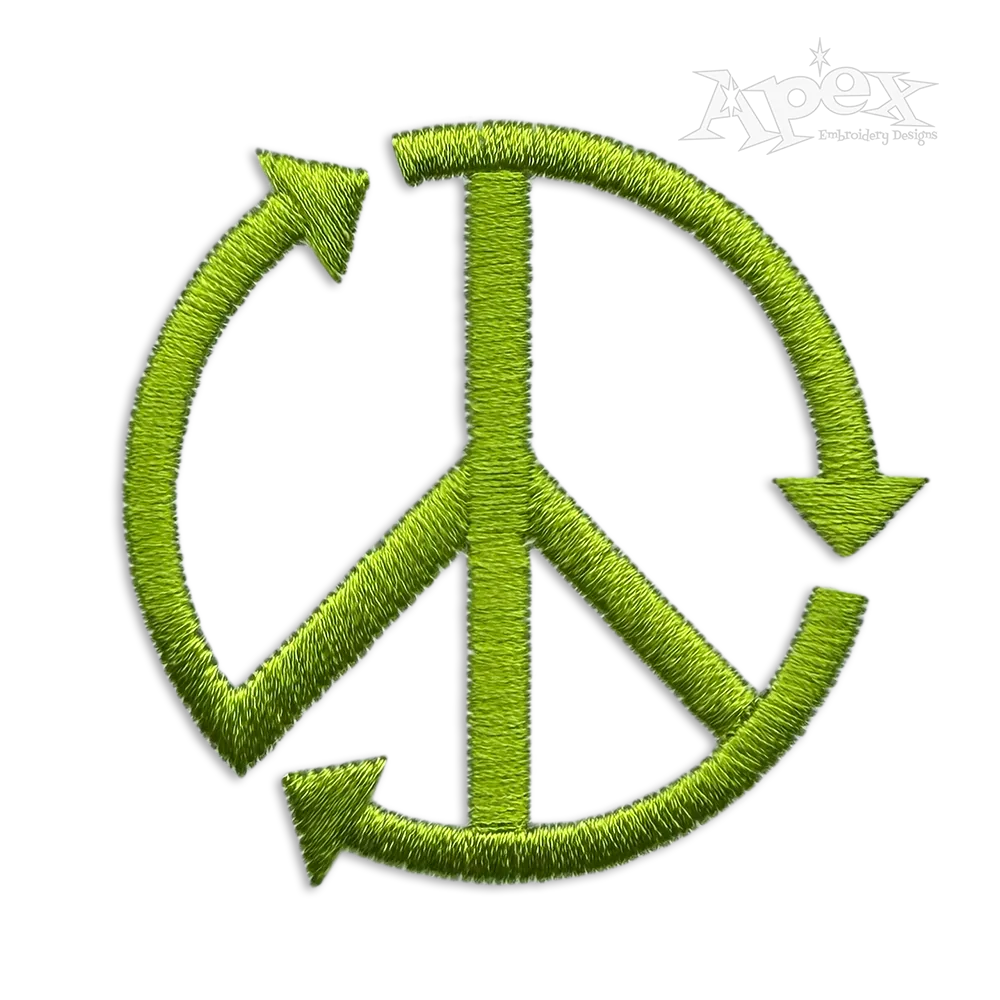 Recycle Peace Sign Machine Embroidery Design by Apex