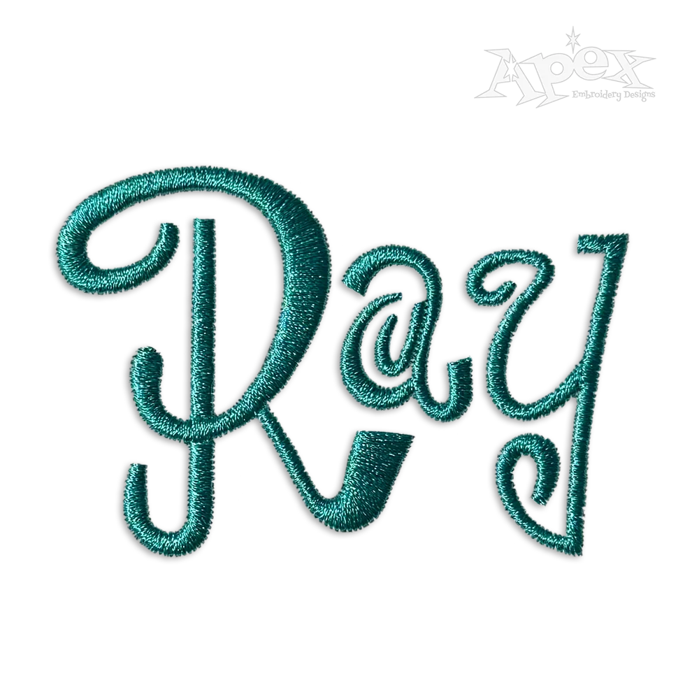 Regal Curlz Machine Embroidery Fonts by Apex Designs Letters