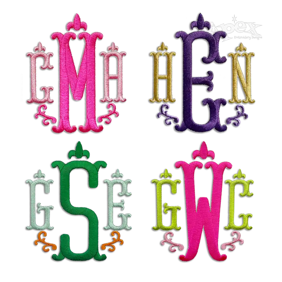 Regal Fleur Machine Monogram Embroidery Font by Apex