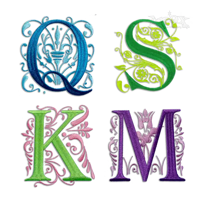 Regal Floral Monogram Machine Embroidery Font by Apex All