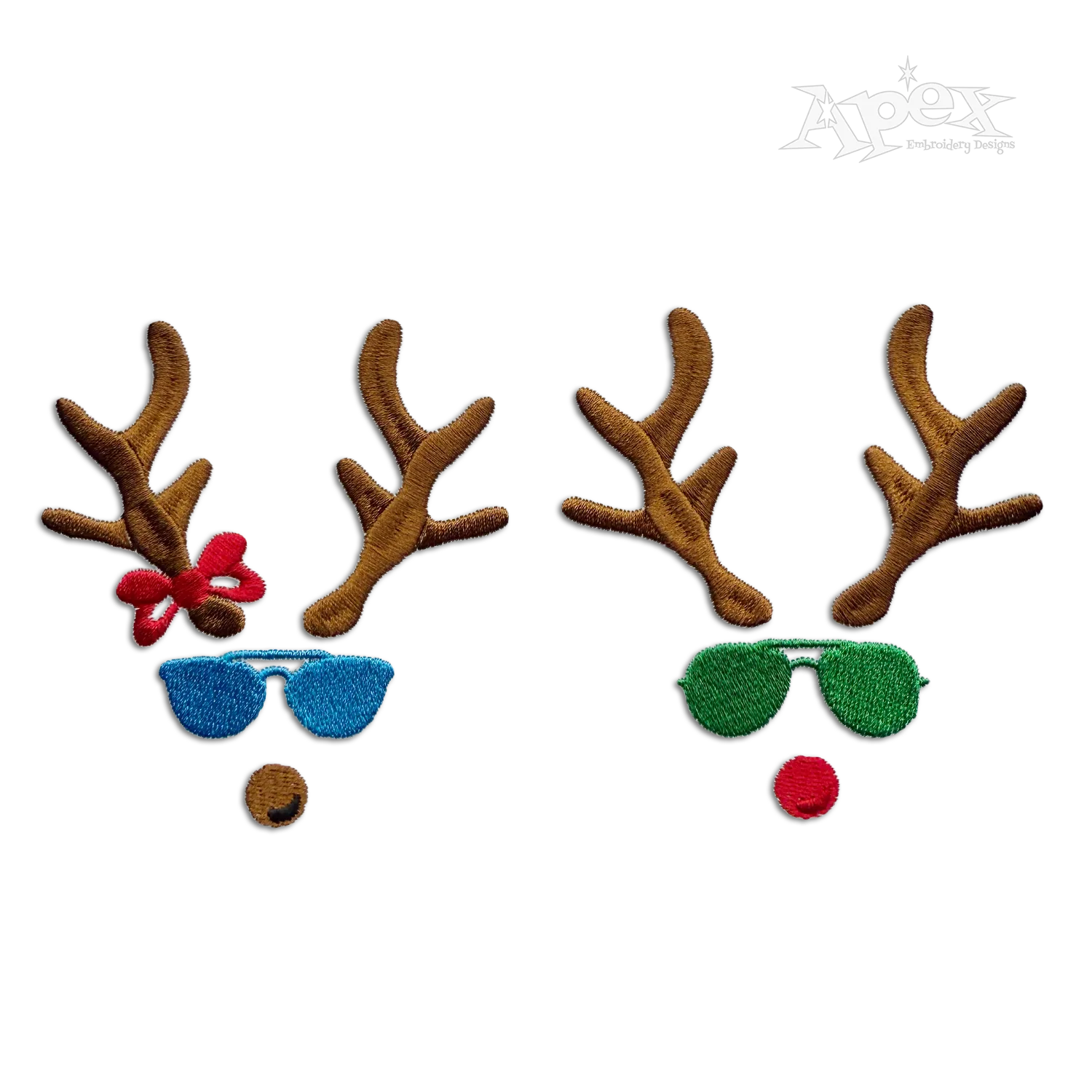 Cute Reindeer Sunglasses Boy and Girl Machine Embroidery Designs by Apex