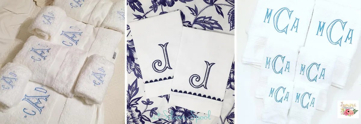 Ribbed Monogram Embroidery Font - Elegant Towels