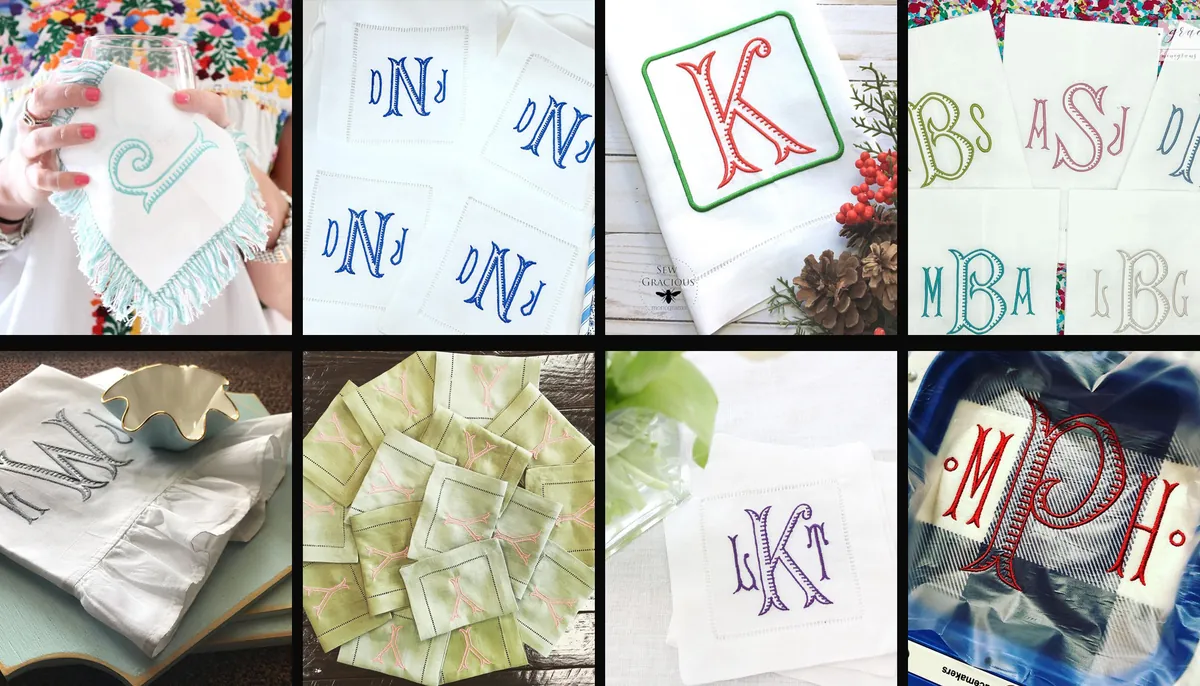 Ribbed Monogram Embroidery Font - Napkins