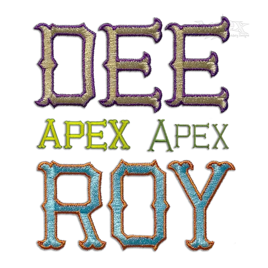 Richardson Satin two color Machine Embroidery Fonts by Apex All in One