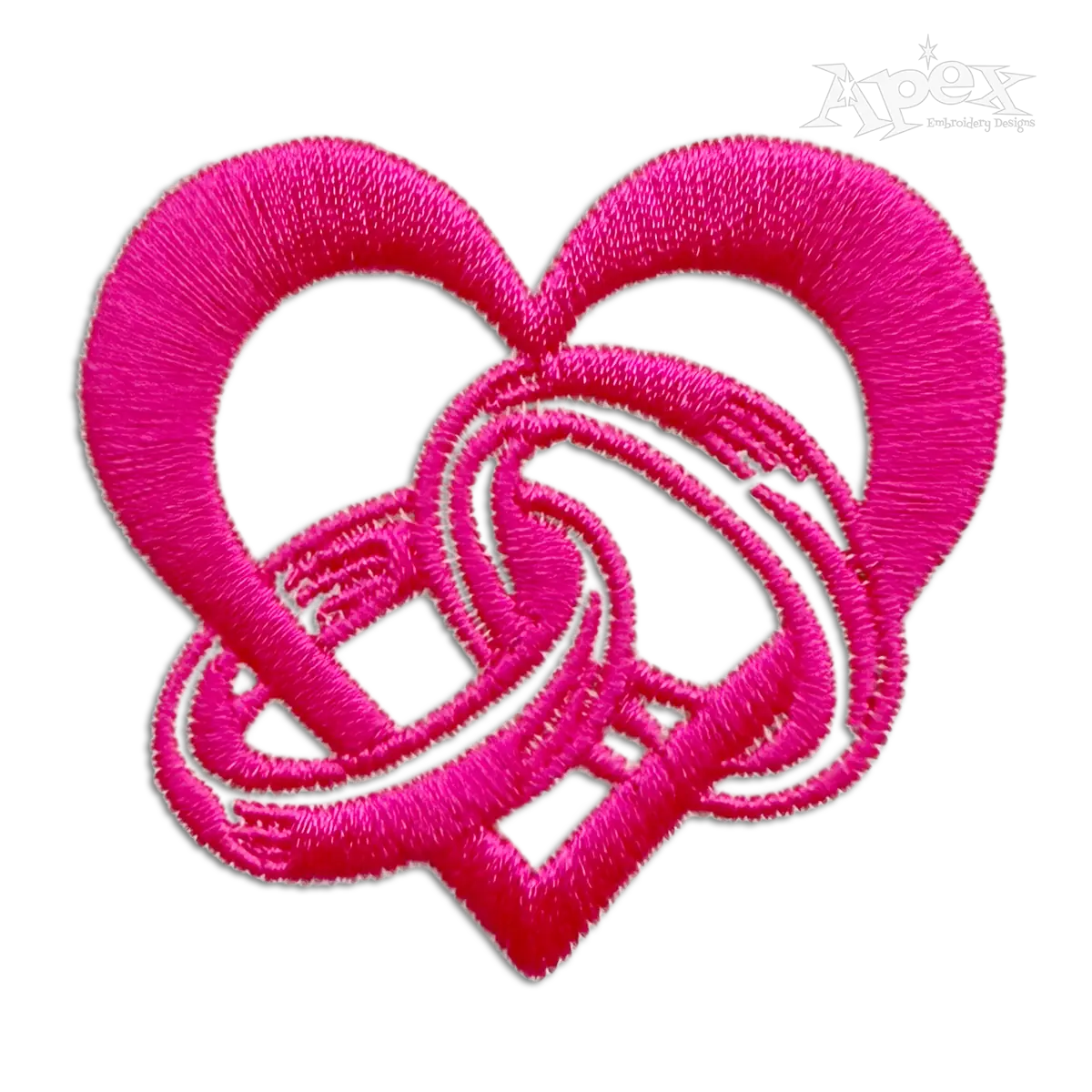 Wedding Rings in Heart Shaped Machine Embroidery Design Digitized 