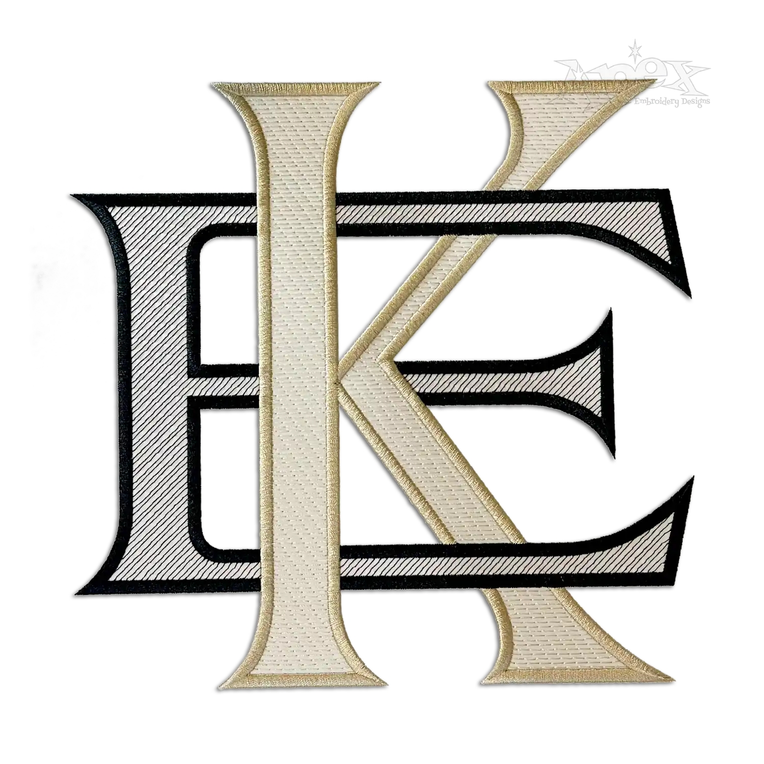 Roman 2-letter Interlocking Monogram Machine Embroidery Logo