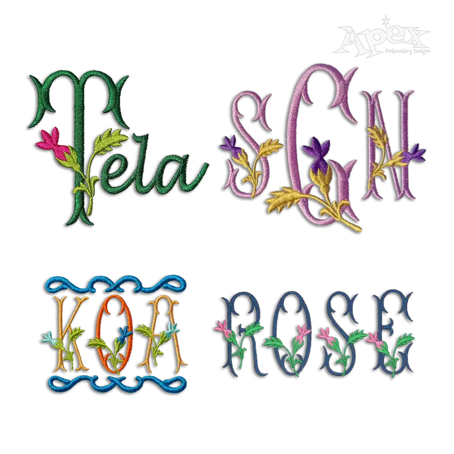 Rosalina Flower Machine Embroidery Font by Apex
