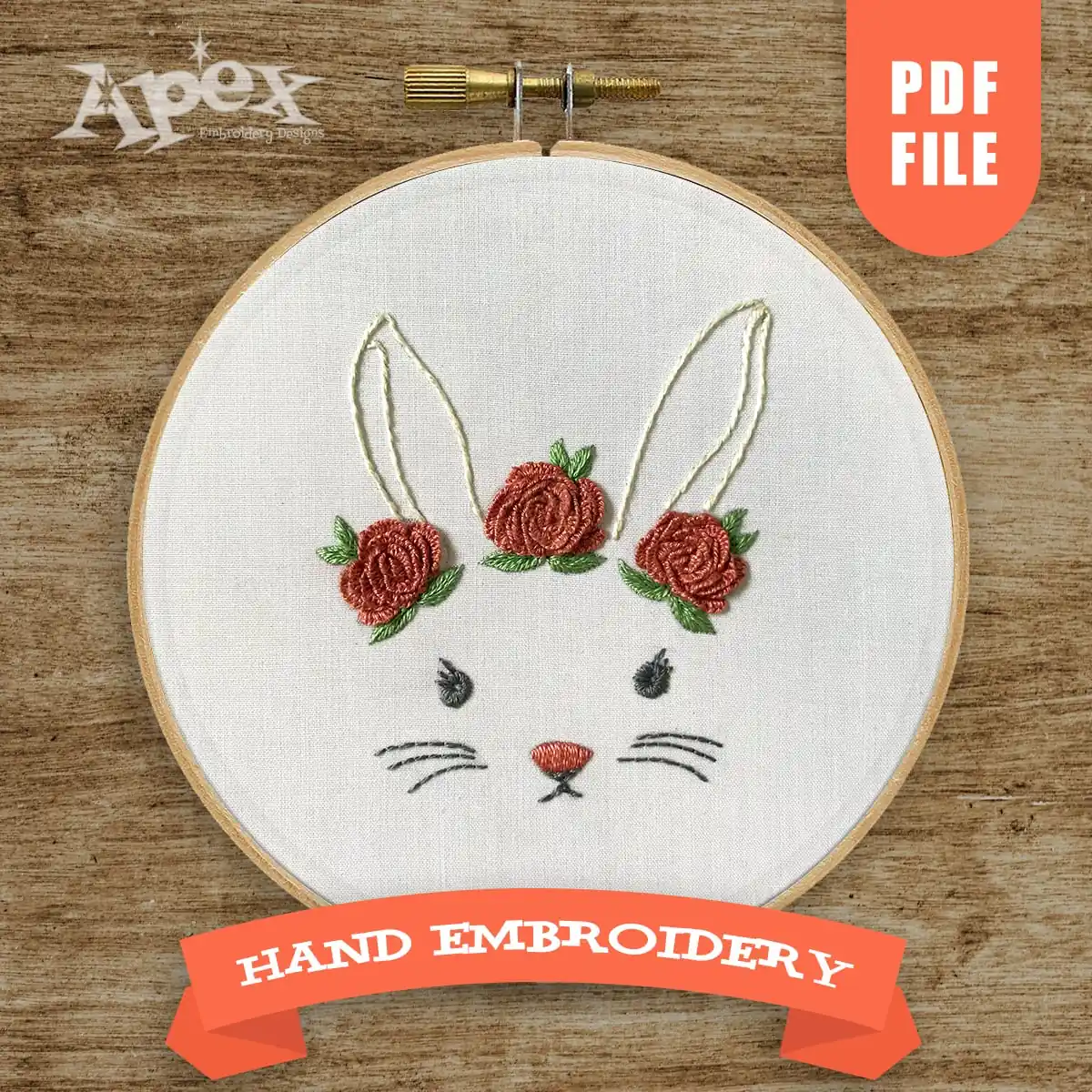 Flowers Bunny Hand Embroidery Pattern