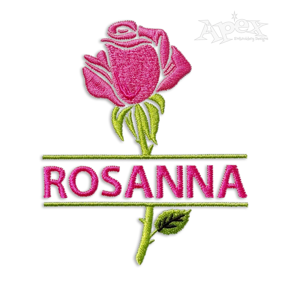 Rose Flower Split Name Machine Embroidery Frame Design