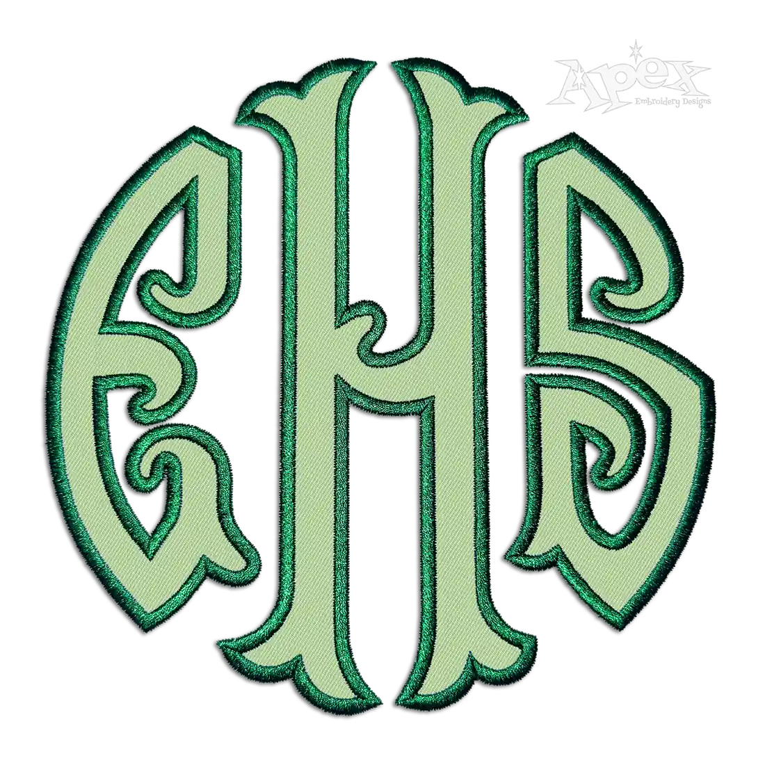 Round Circle Fishtail Monogram Embroidery Font Applique EHS