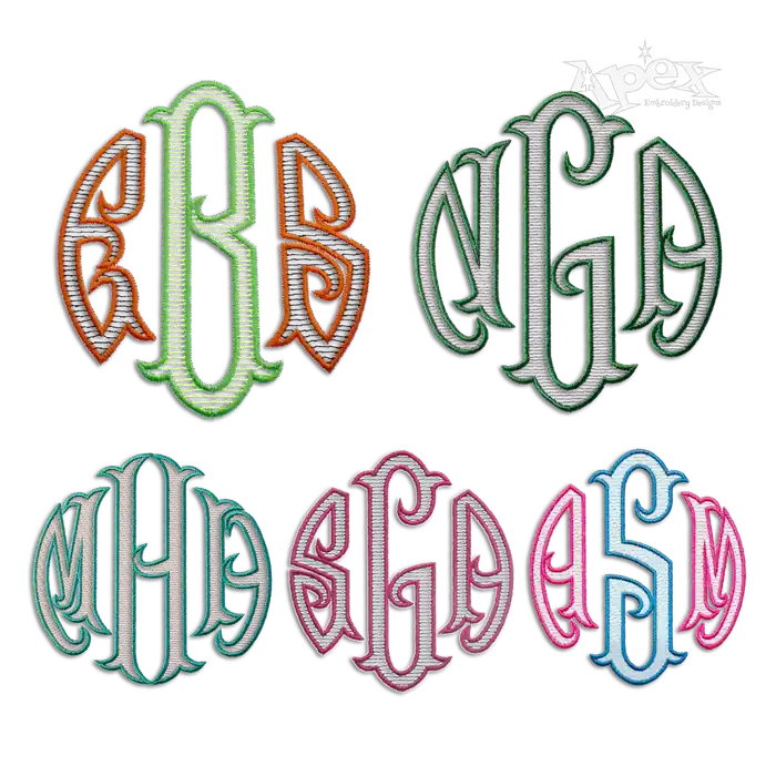 Round Circle Fishtail Sketch Embroidery Font by Apex All