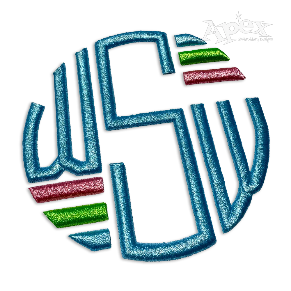 Round Circle Lined 3D Puffy Monogram Embroidery Font by Apex Blue