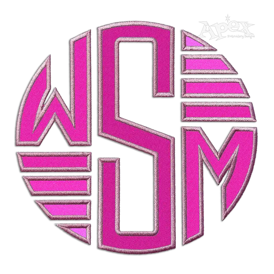 Round Circle Lined Embroidery Font All WSM