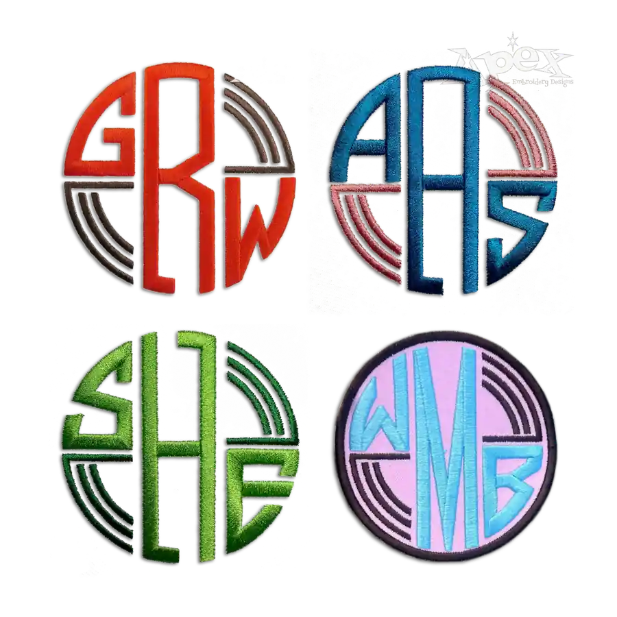 Round Lined Circle Machine Embroidery Font by Apex All