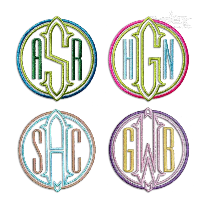 Round Circular Modern Monogram Machine Embroidery Font by Apex All