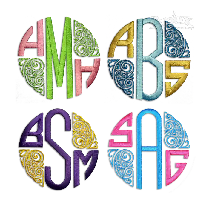 Art Deco Round Circle Machine Embroidery Font by Apex Digitized