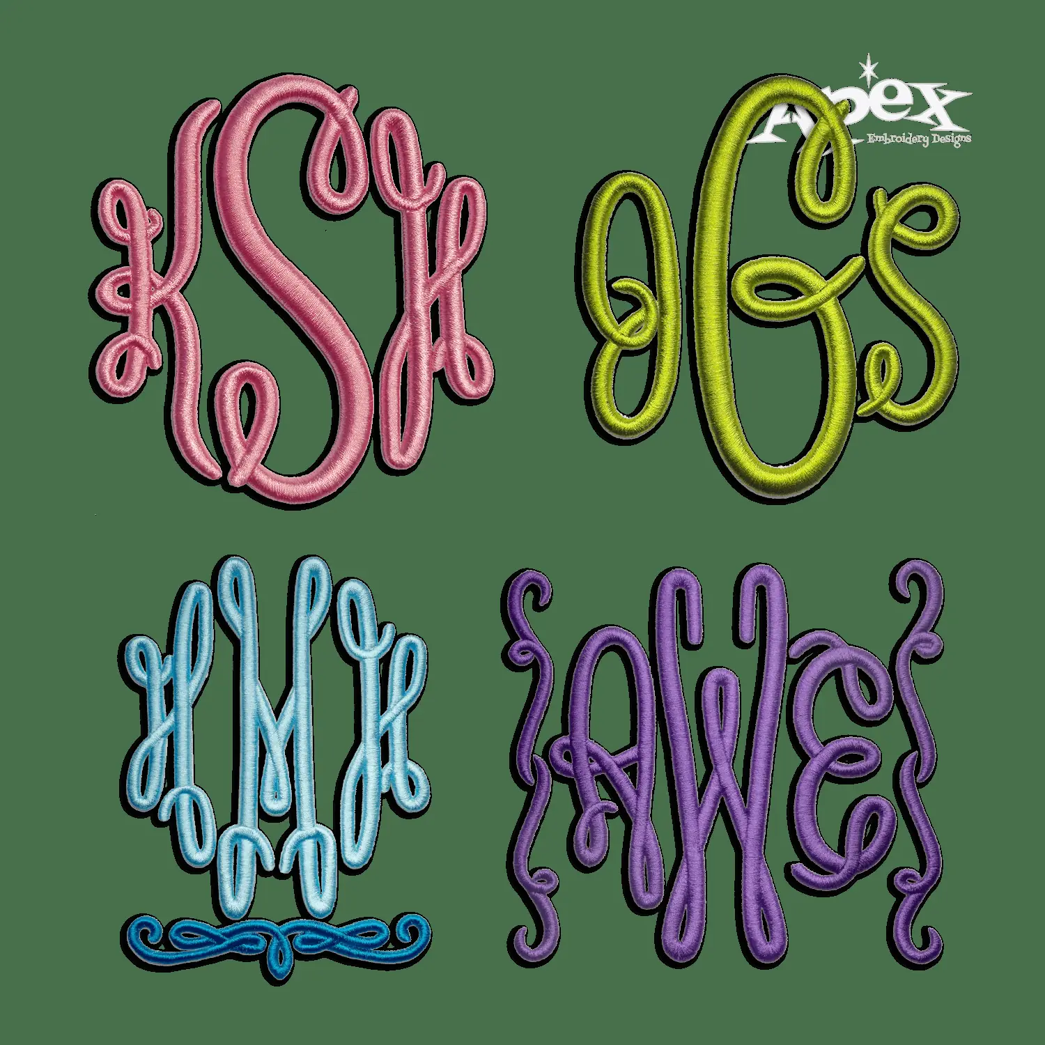 Royal Circle Monogram 3D Puff Embroidery Font by Apex Digitized