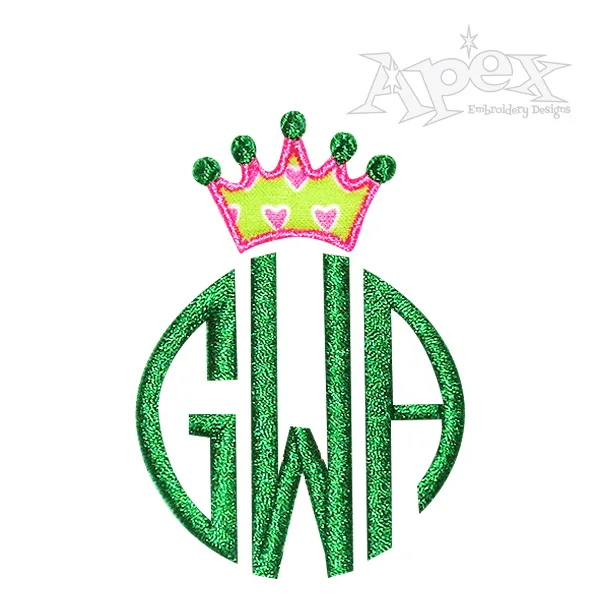 Royal Crown Embroidery Monogram Frame Applique