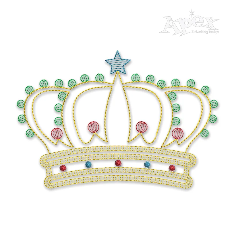 Royal Crown Sketch Embroidery Design
