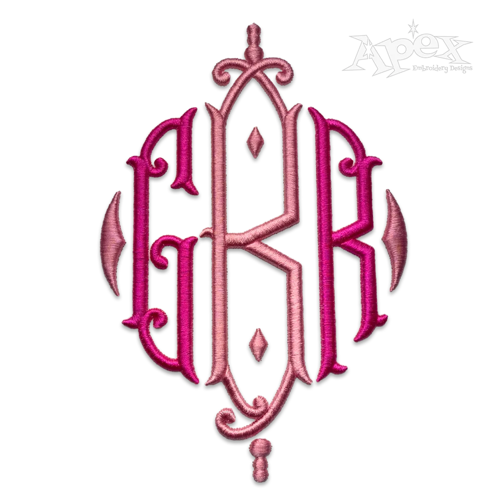 Royal Diamond Monogram 3D Puff Embroidery Font
