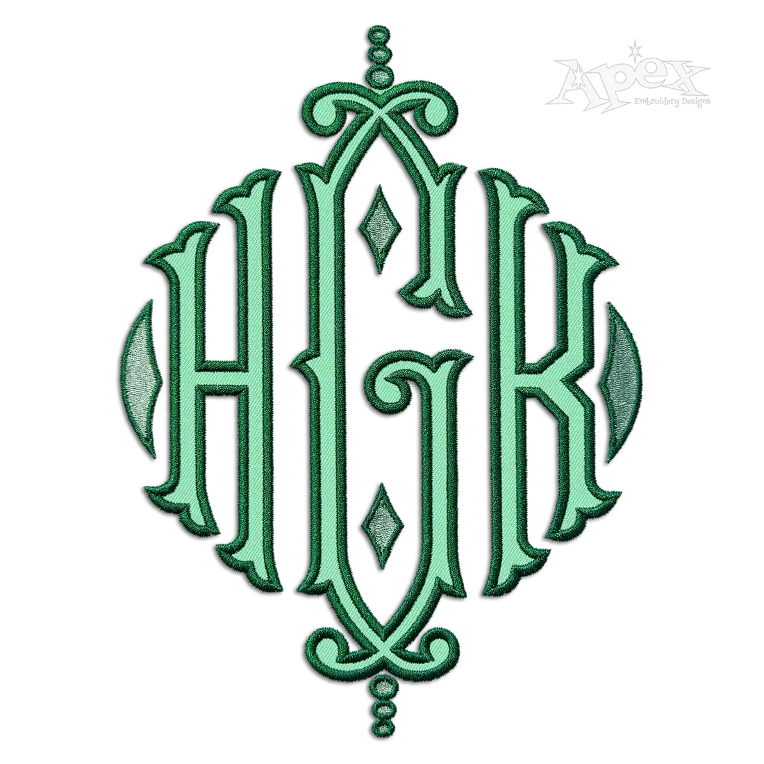 Royal Diamond Monogram Embroidery Font HGK