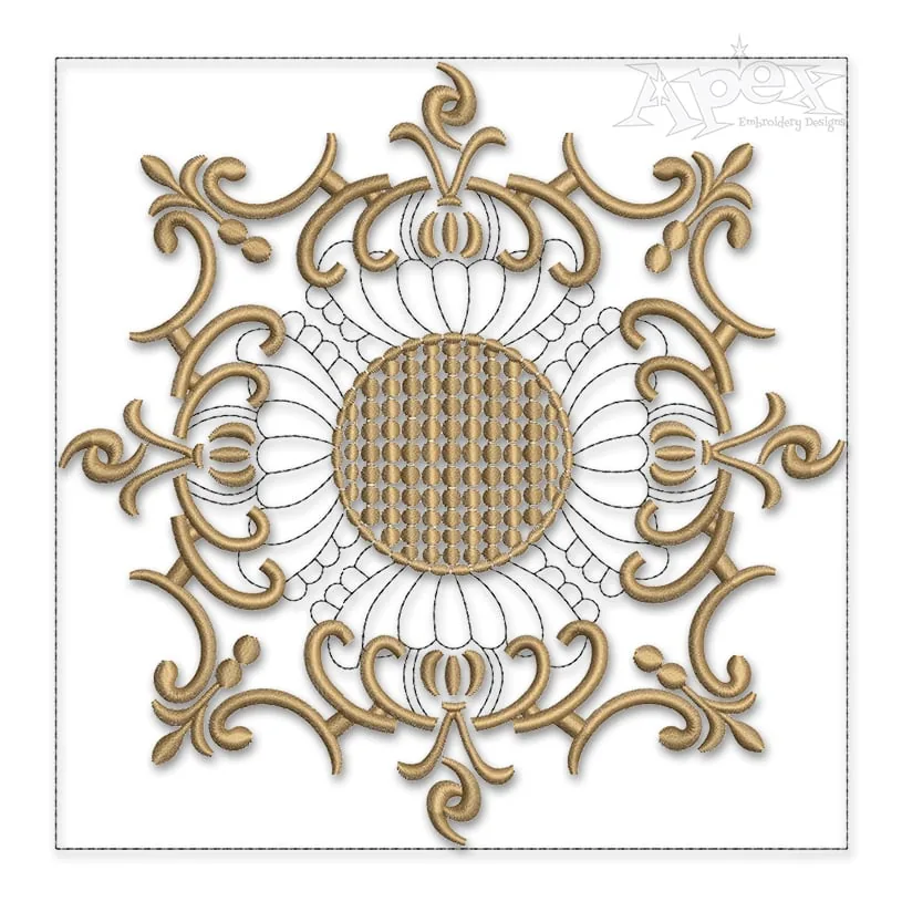 Royal Floral Pattern Quilt Block Embroidery Design