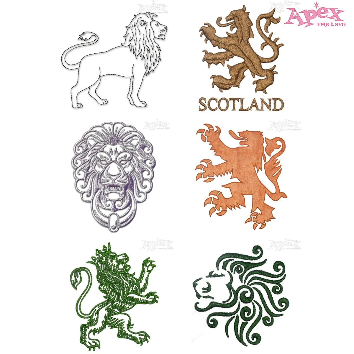 Royal Lion Embroidery Designs Bundle thumbnail