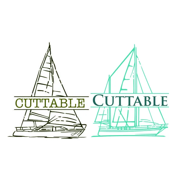 Sailing Boat Split SVG Cuttable Frame
