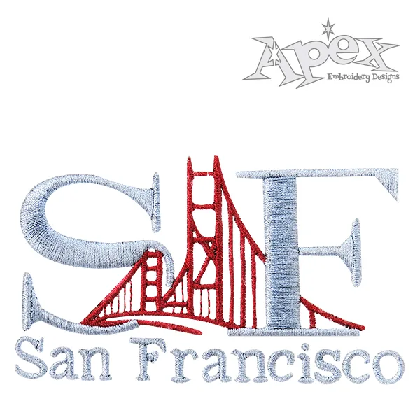 San Francisco w/ Golden Gate Embroidery Design