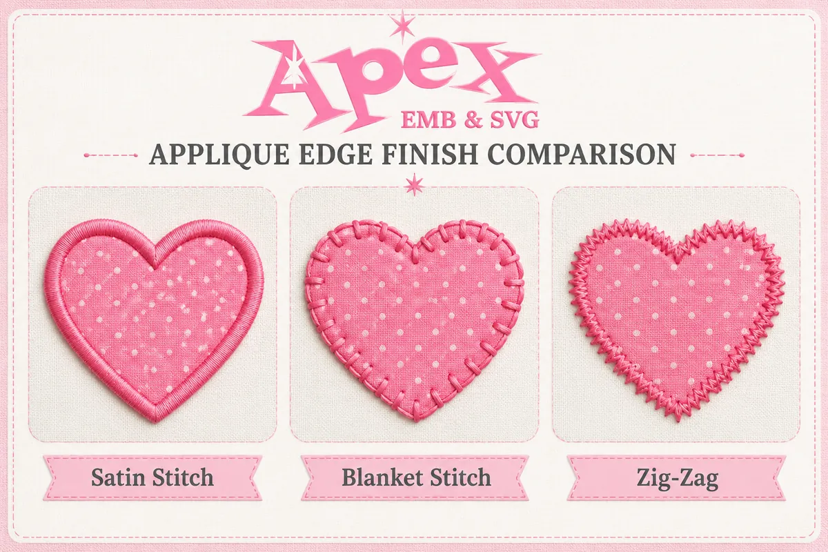 Satin vs Blanket vs Zig-Zag Applique Stitch