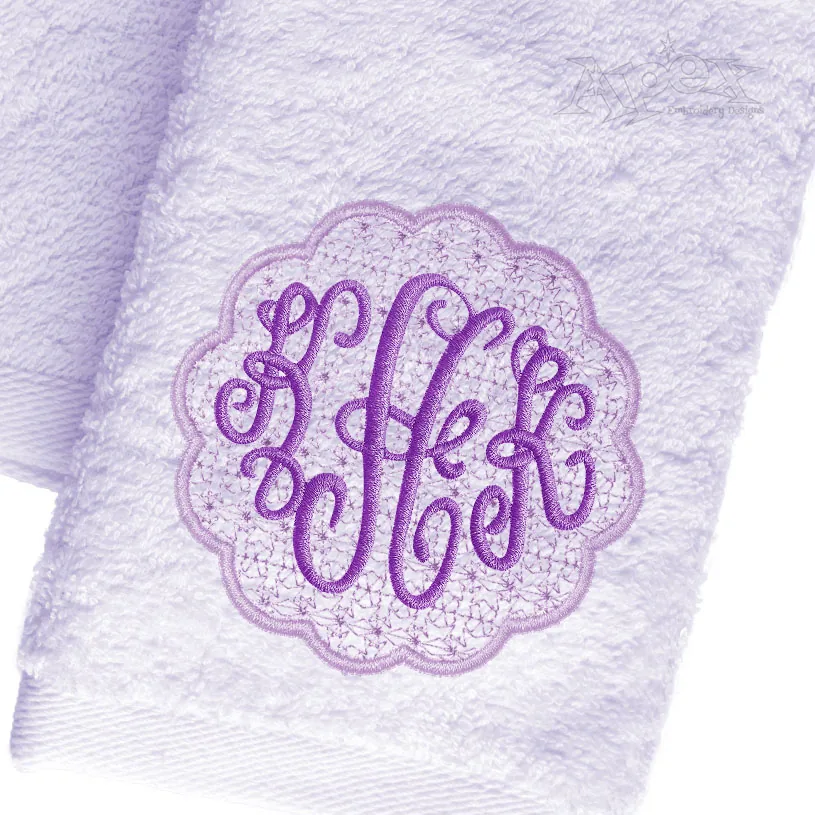  Scallop Monogram Knockdown Frame Embroidery Design