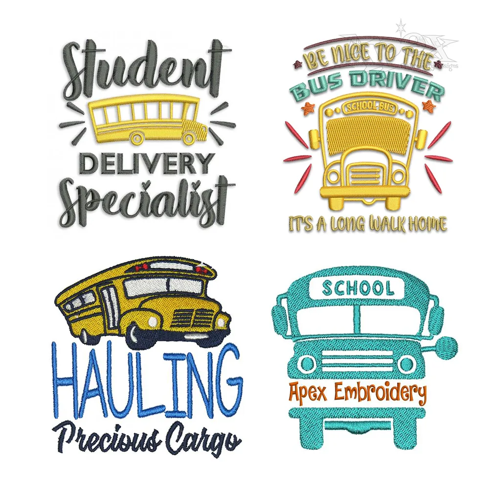 School Bus Driver Sayings Frame Pack Machine Embroidery Designs