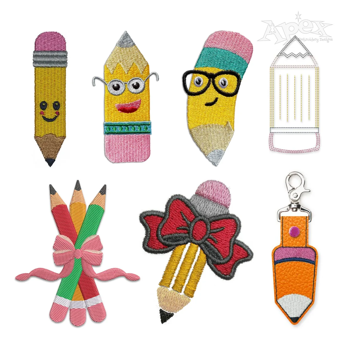 School Pencil Pack Machine Embroidery Design - Apex