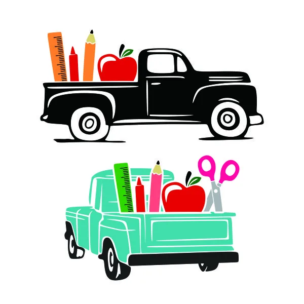 School Supply Vintage Pickup Truck SVG Cuttable Design