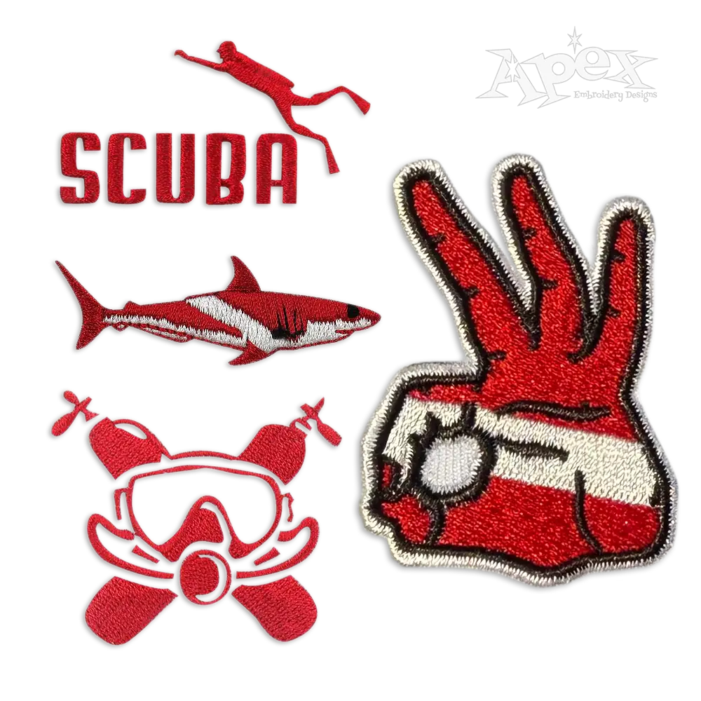 Scuba Diver Diving Pack Machine Embroidery Designs by Apex
