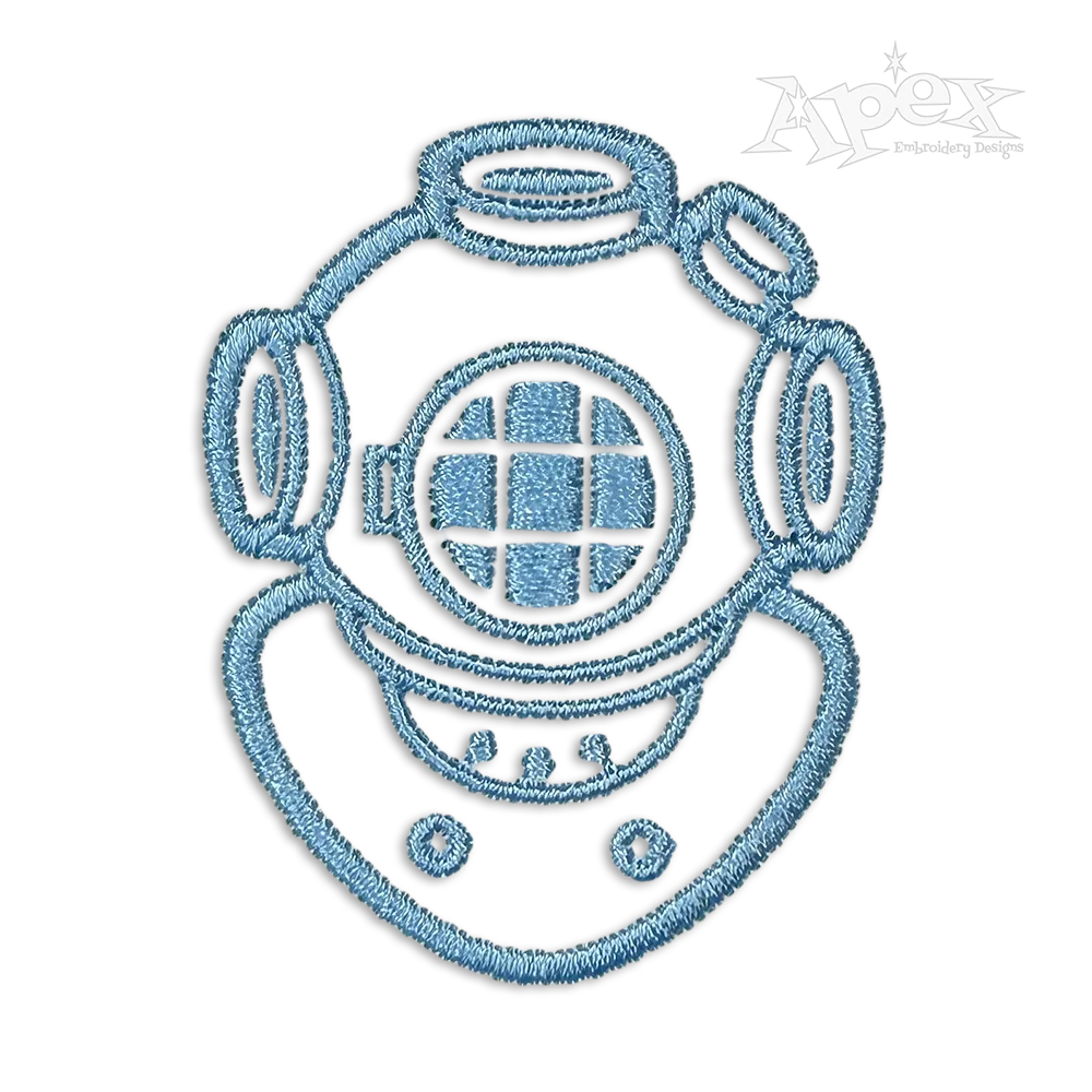 Scuba Diving Helmet Machine Embroidery Design by Apex