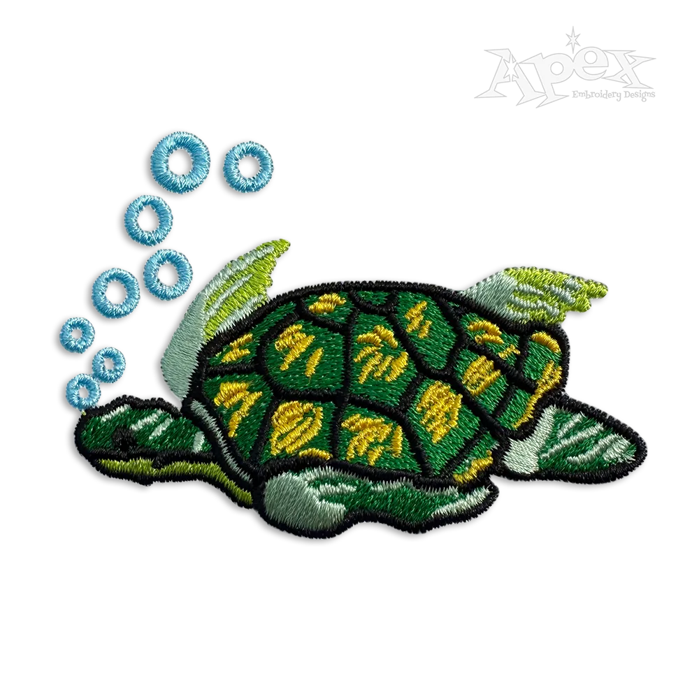 Sea Ocean Turtle Machine Embroidery Design by Apex