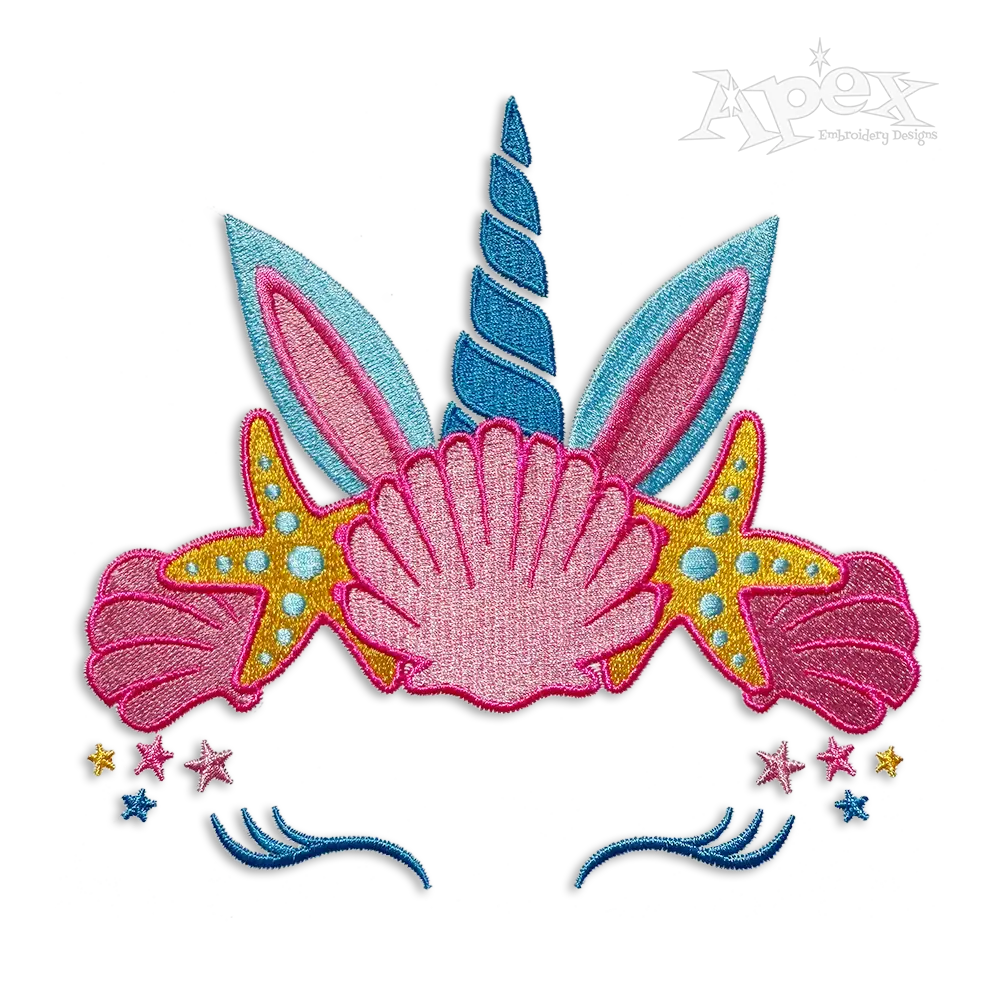 Seashell Unicorn Embroidery Designs