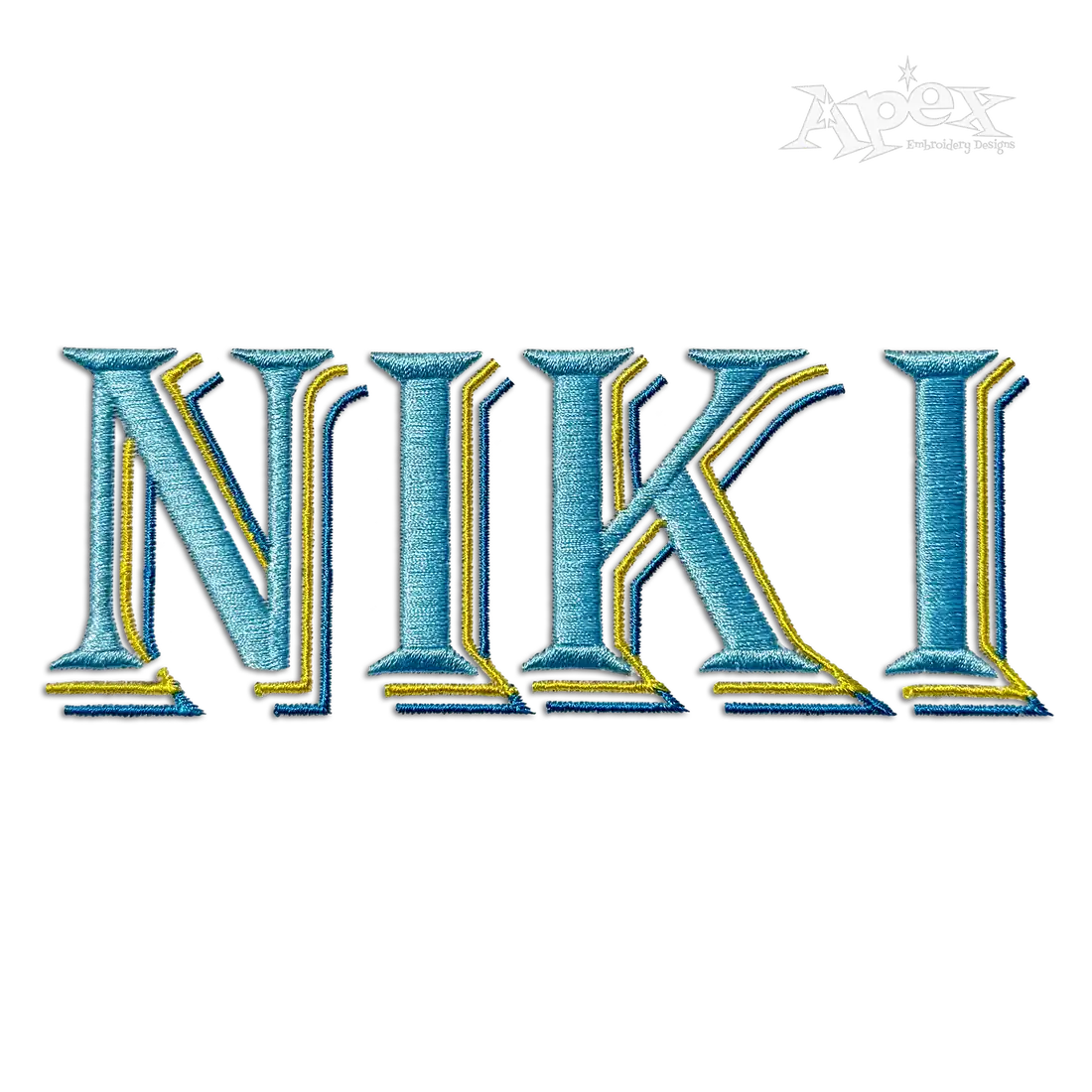 Three Color Stacked Shadow Embroidery Font Block