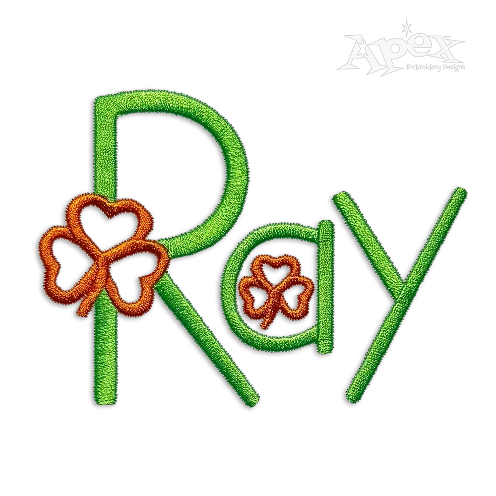 St. Patrick's Day Shamrock Clover Machine Embroidery Font Apex