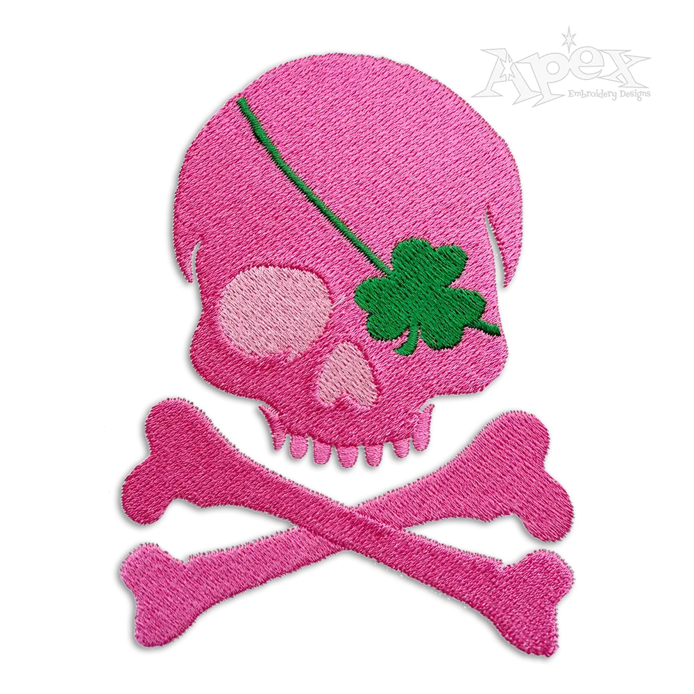 Pirate Skull & Crossbones Shamrock Machine Embroidery Design