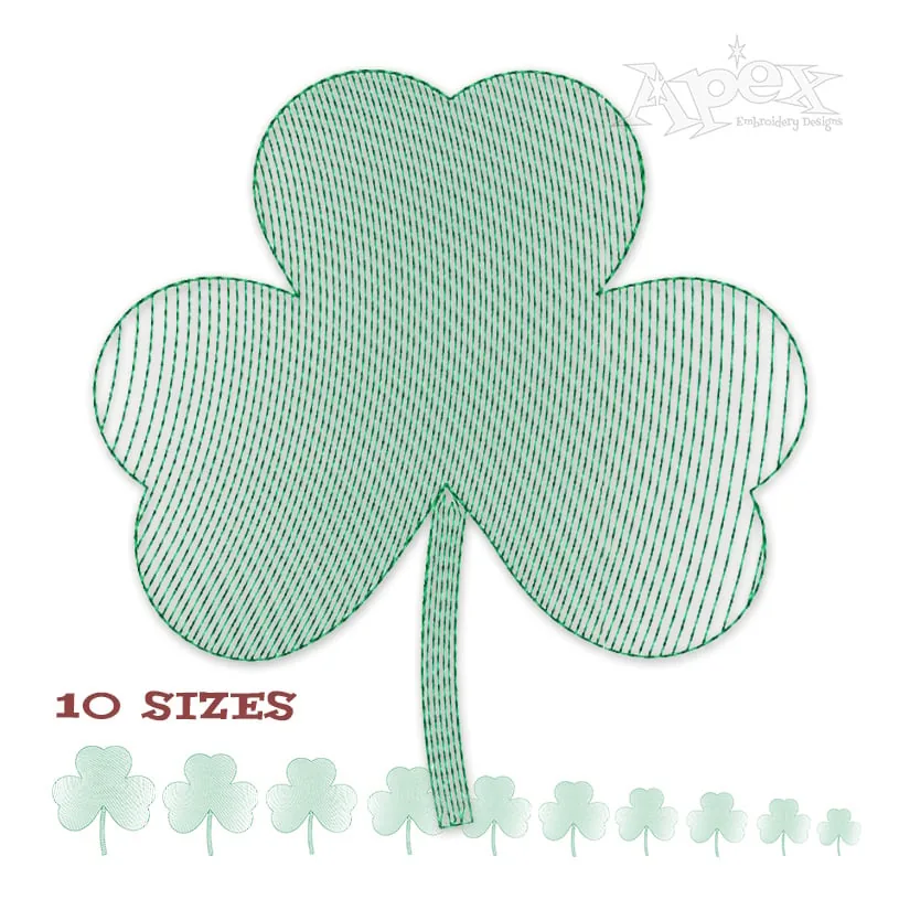 Shamrock Leaf Sketch Embroidery Design