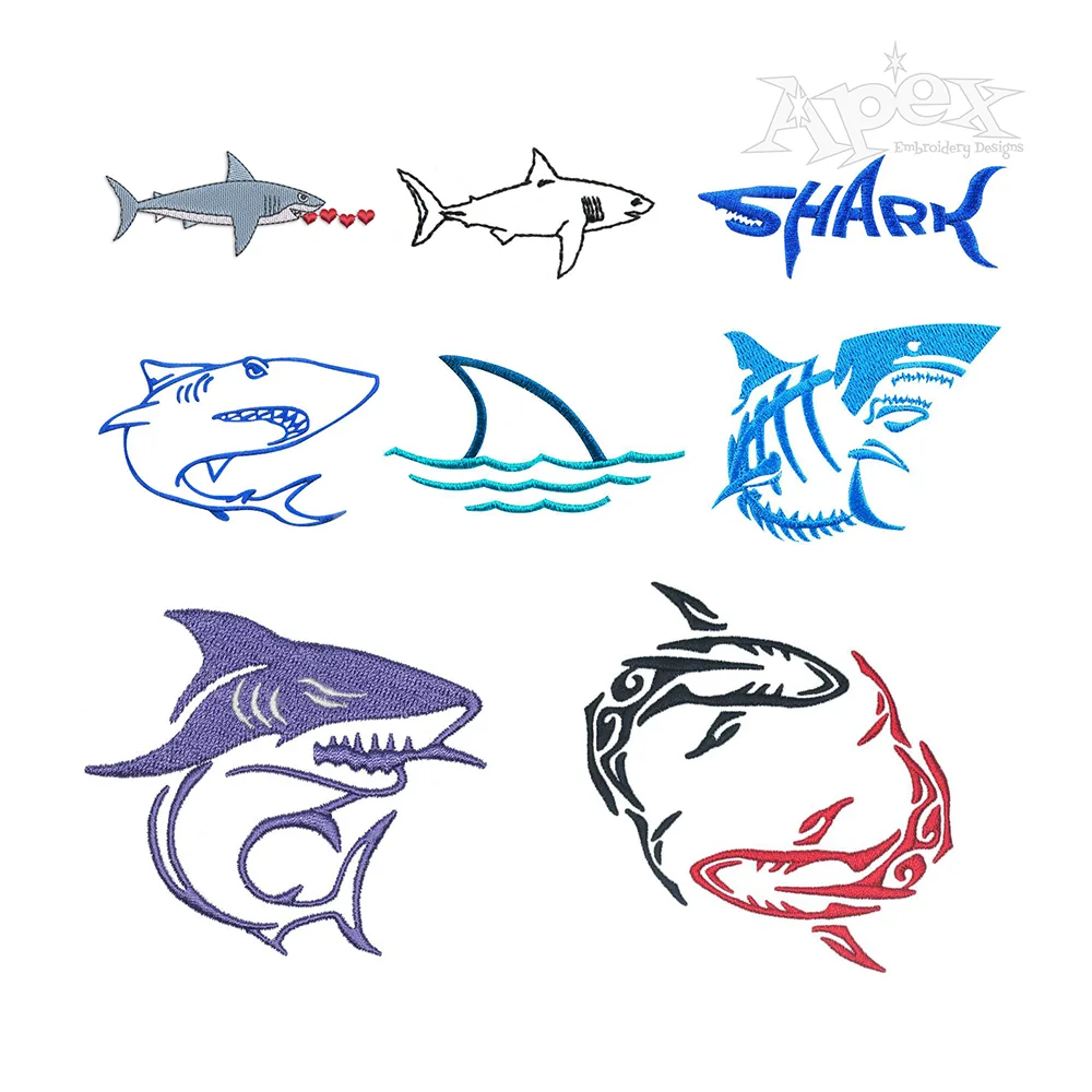 Shark Beach Pack Machine Embroidery Designs by Apex