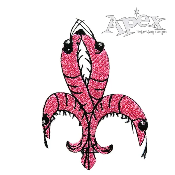 Shrimp Fleur-de-lis Embroidery Design