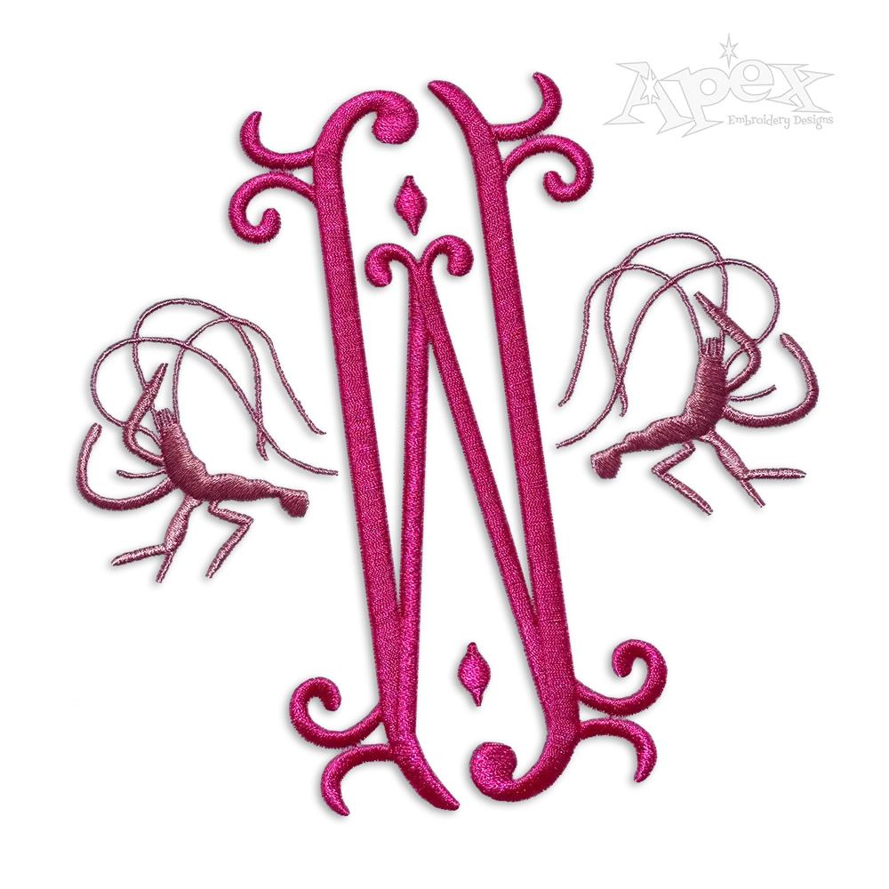 Shrimp Silhouette Machine Embroidery Design by Apex