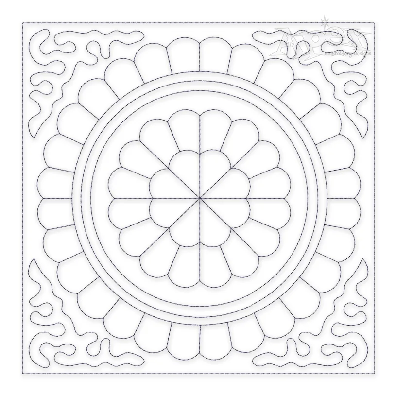 Simple Flower Quilt Block Embroidery Design