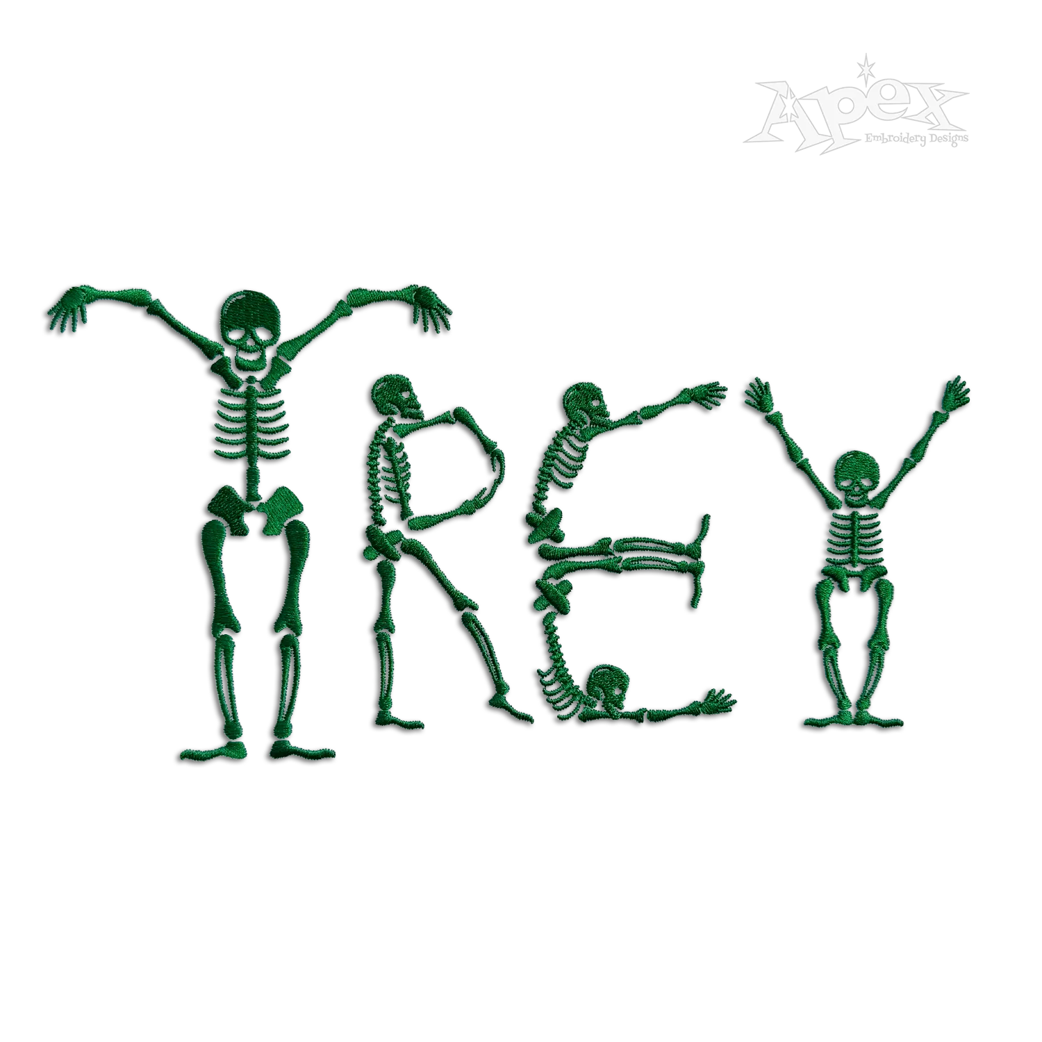 Skeleton Bones Machine Embroidery Font - Apex Trey