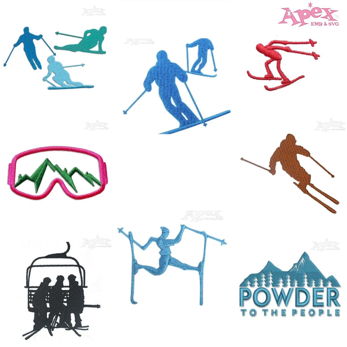 Skiing Embroidery Designs Bundle thumbnail